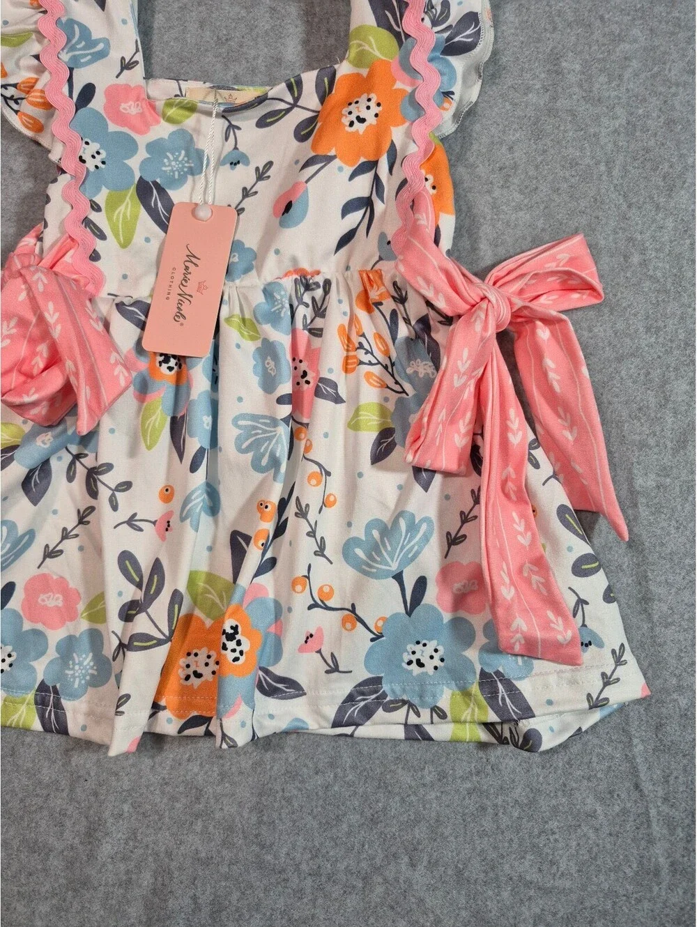 Marie Nicole Baby Girls Floral Ruffle Bow Dress NWT